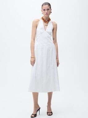 Mango White Strapless Halter Maxi Dress